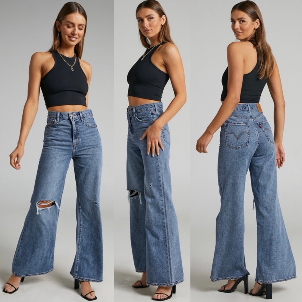 Levi's Premium High Loose Distressed Flare Jeans Size 27